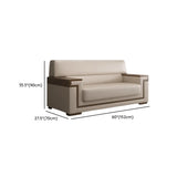 White Leather Wooden Frame Rectangular Sofa with Arms Image - 11