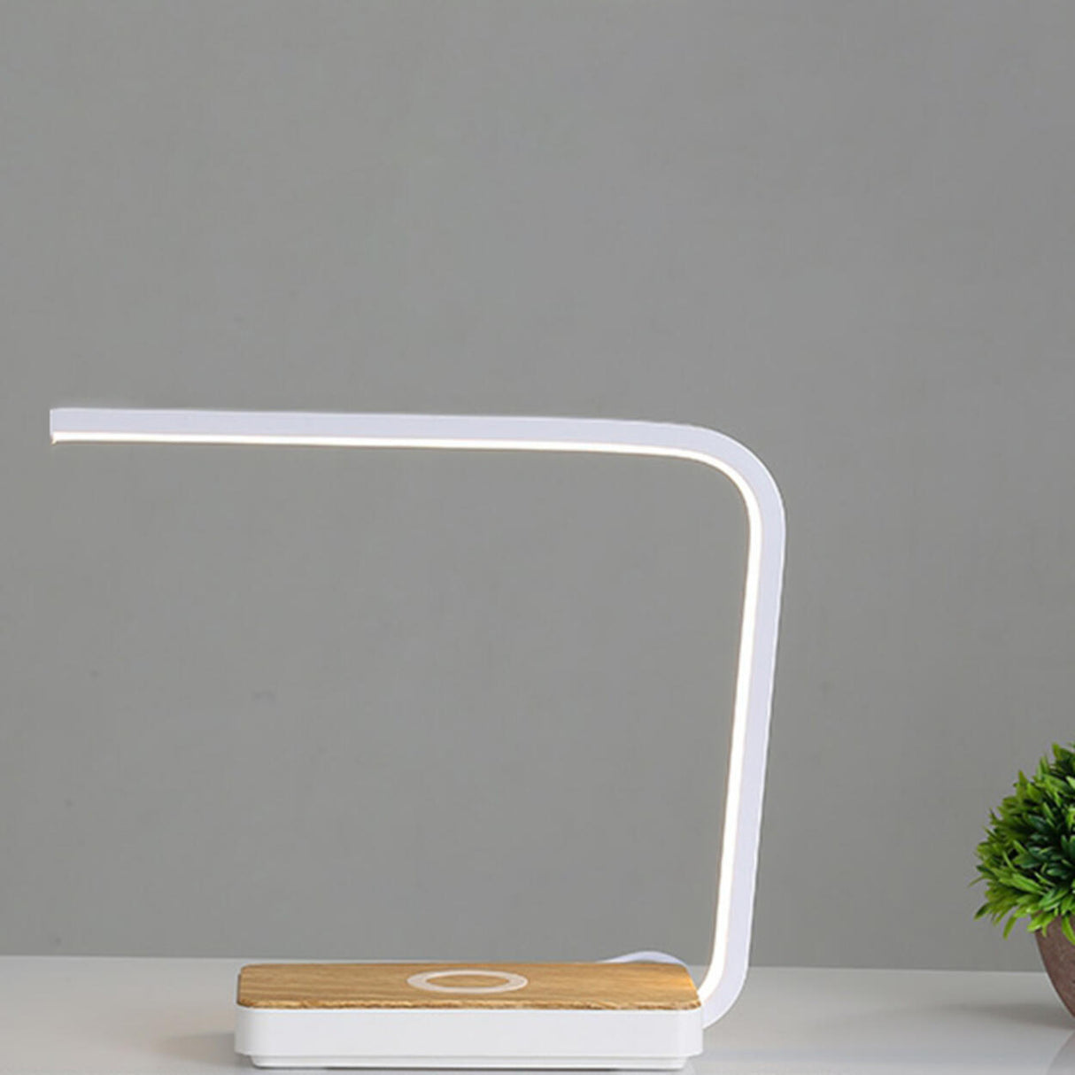 White LED Geometric Arc Table Lamp with Touch Switch Image - 2