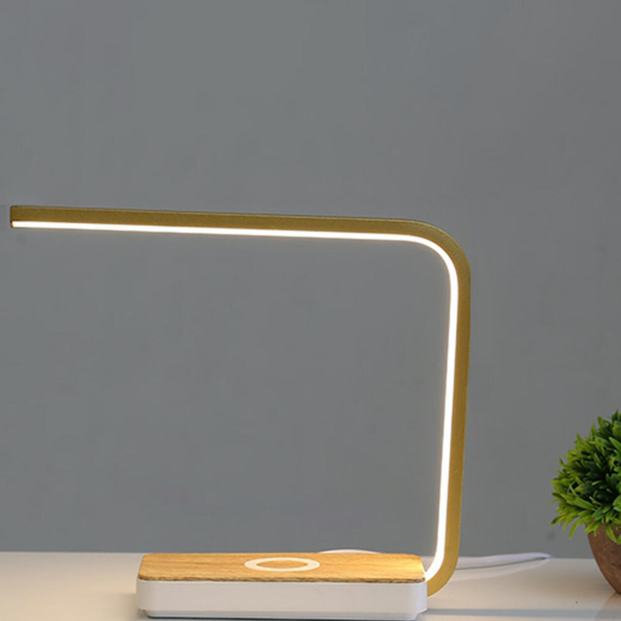 White LED Geometric Arc Table Lamp with Touch Switch Image - 3