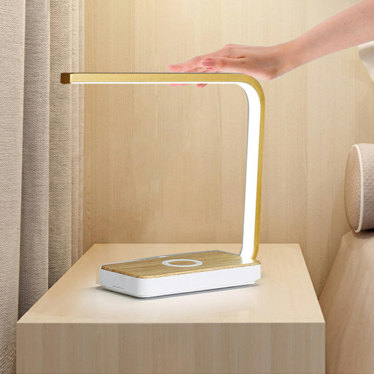 White LED Geometric Arc Table Lamp with Touch Switch Image - 6