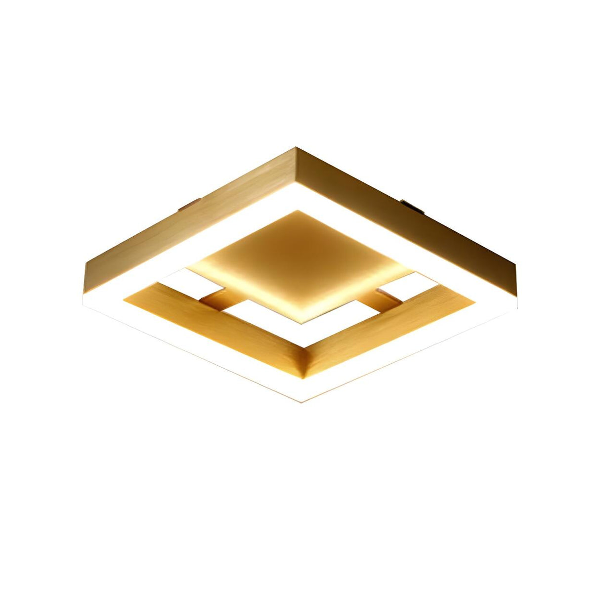 Round/Square Corridor LED Flush Lamp Modern Golden Metal Ceiling Mounted Light in Warm/White Light Image - 8