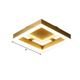 Round/Square Corridor LED Flush Lamp Modern Golden Metal Ceiling Mounted Light in Warm/White Light Image - 9