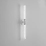 White Linear Clear Glass Bathroom Decor Vanity Light Image - 17