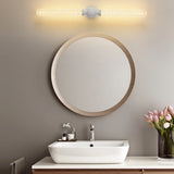 White Linear Clear Glass Bathroom Decor Vanity Light Image - 4