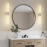 White Linear Clear Glass Bathroom Decor Vanity Light Image - 8