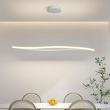 White Linear Modern LED Kitchen Island Ceiling Light Image - 1