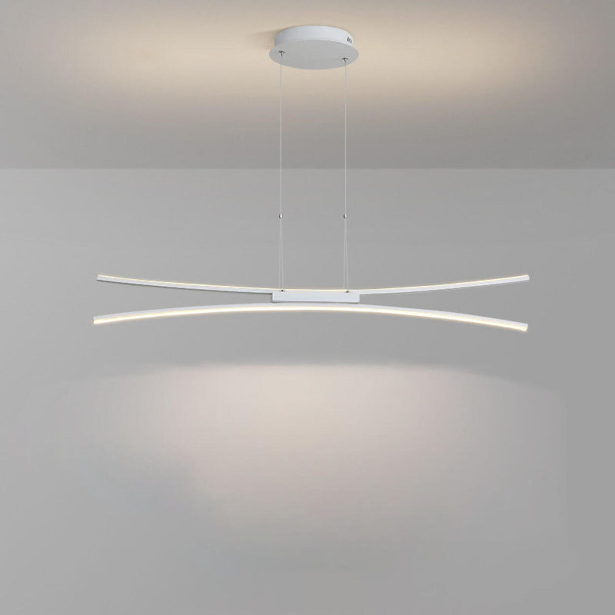 White Linear Modern LED Kitchen Island Ceiling Light Image - 11