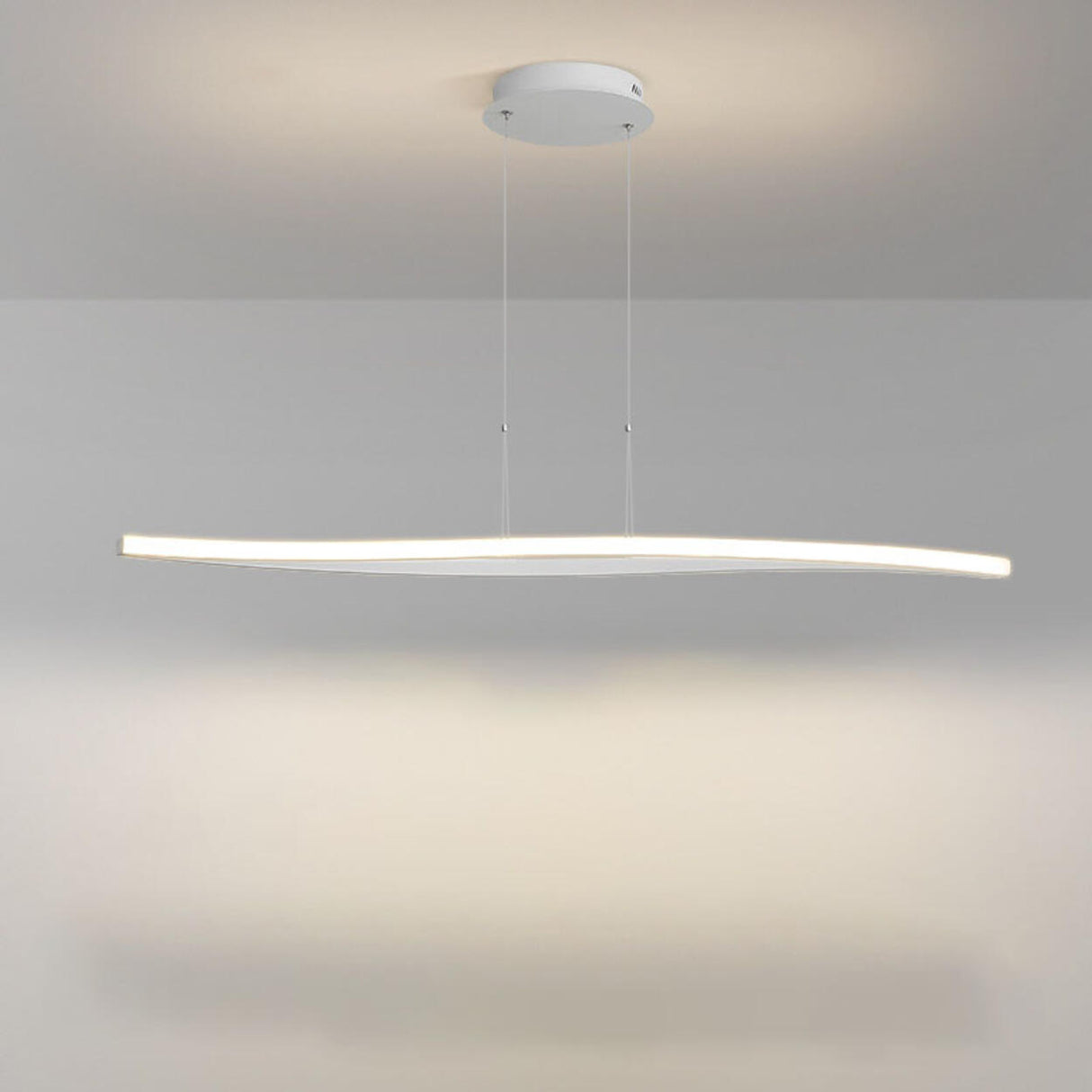 White Linear Modern LED Kitchen Island Ceiling Light Image - 2