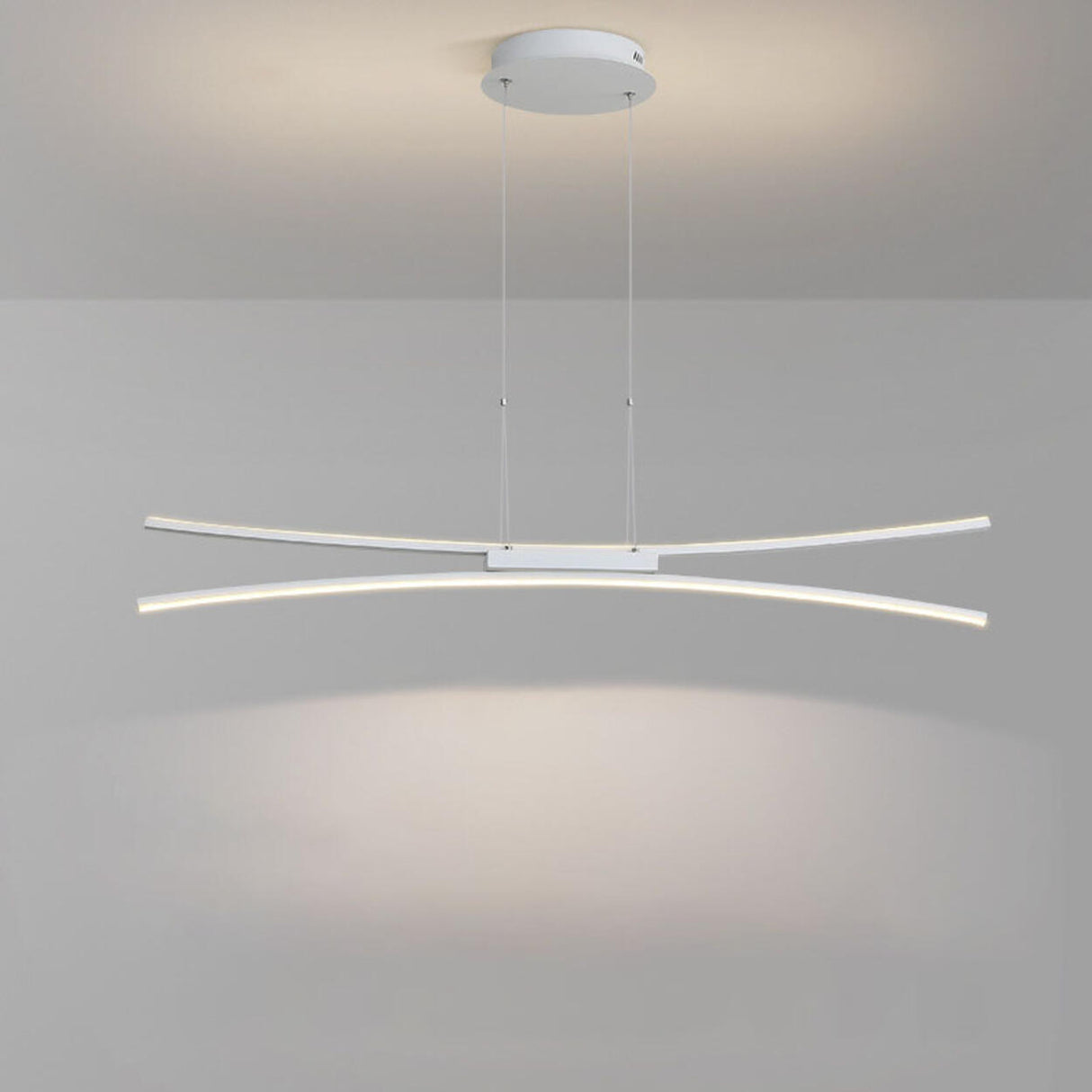 White Linear Modern LED Kitchen Island Ceiling Light Image - 3