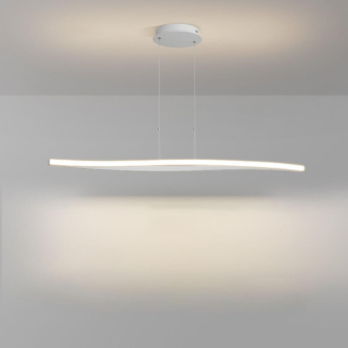 White Linear Modern LED Kitchen Island Ceiling Light Image - 5