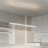 White Linear Modern LED Kitchen Island Ceiling Light Image - 6