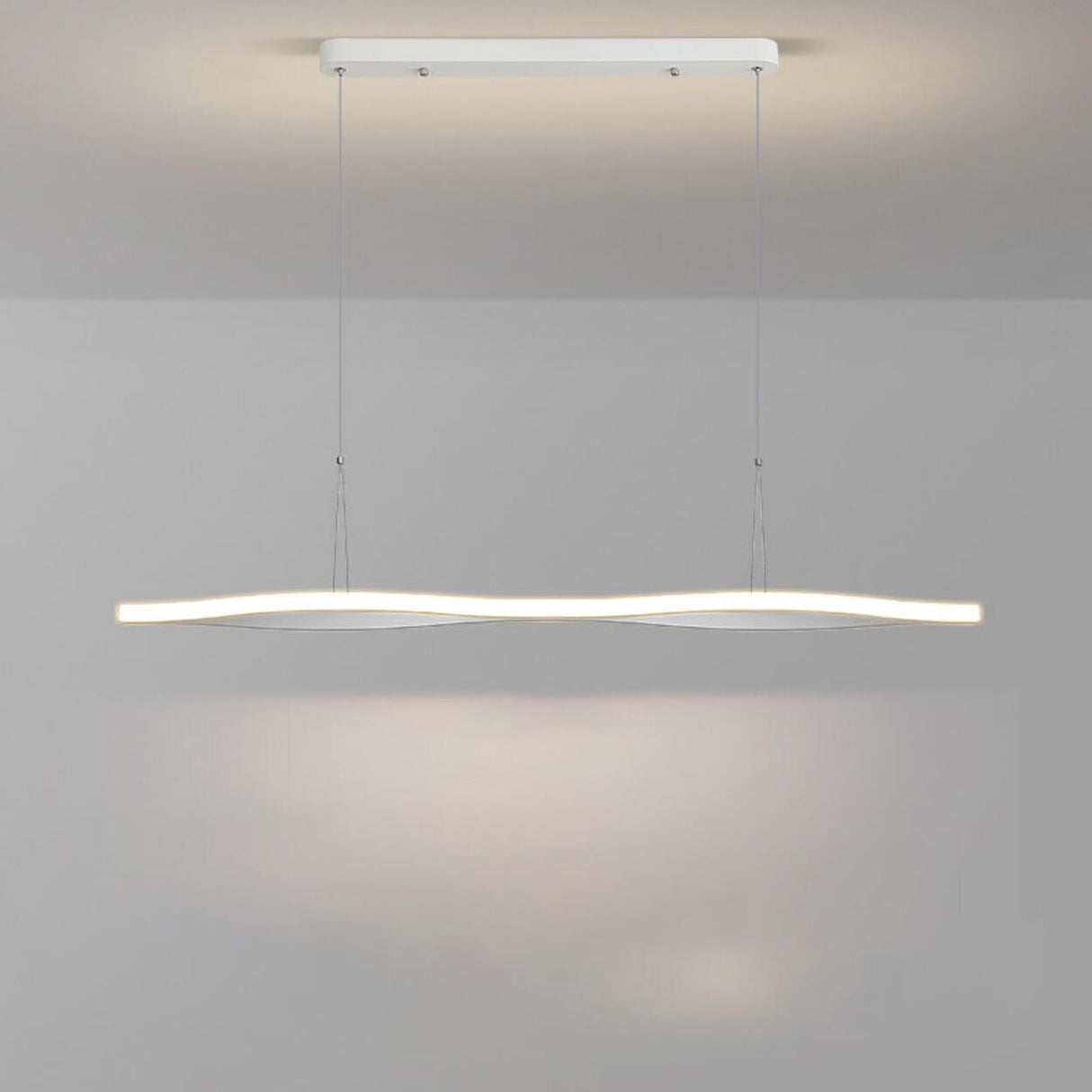 White Linear Modern LED Kitchen Island Ceiling Light Image - 7