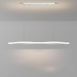 White Linear Modern LED Kitchen Island Ceiling Light Image - 7