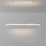 White Linear Modern LED Kitchen Island Ceiling Light Image - 9