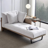 White Linen Fabric Upholstered Corner Left-Arm Chaise Image - 1