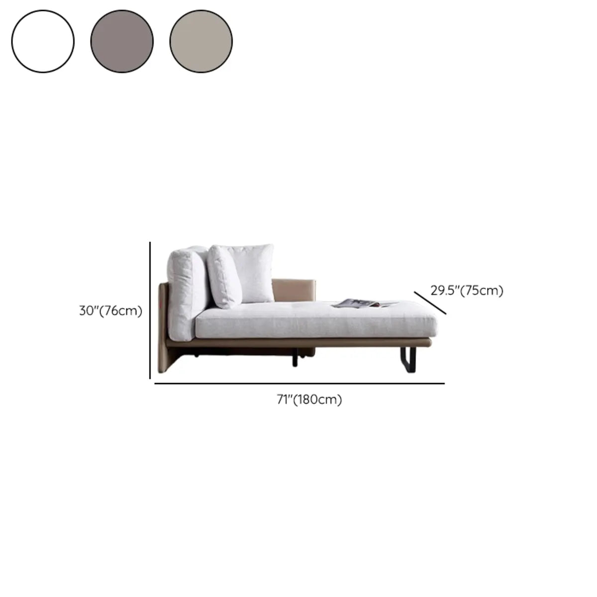 White Linen Fabric Upholstered Corner Left-Arm Chaise 