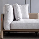 White Linen Fabric Upholstered Corner Left-Arm Chaise Image - 8