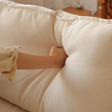 White Linen Pillow Back Square Arm Foam Fill Sofa Image - 3