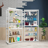 White Living Room 5 Shelves Glass Curio Display Cabinet Image - 1