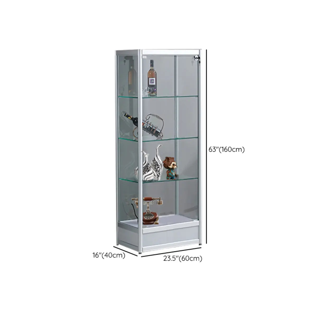 White Living Room 5 Shelves Glass Curio Display Cabinet Image - 16