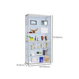 White Living Room 5 Shelves Glass Curio Display Cabinet Image - 23