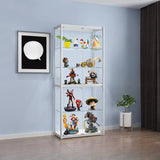 White Living Room 5 Shelves Glass Curio Display Cabinet Image - 9