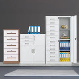 White Lockable Steel Drawers Large Filing Cabinets Image - 1