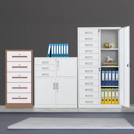 White Lockable Steel Drawers Large Filing Cabinets Image - 1