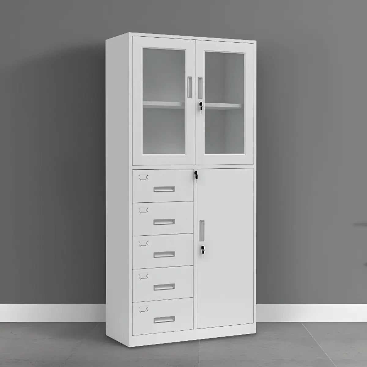 White Lockable Steel Drawers Large Filing Cabinets Image - 10