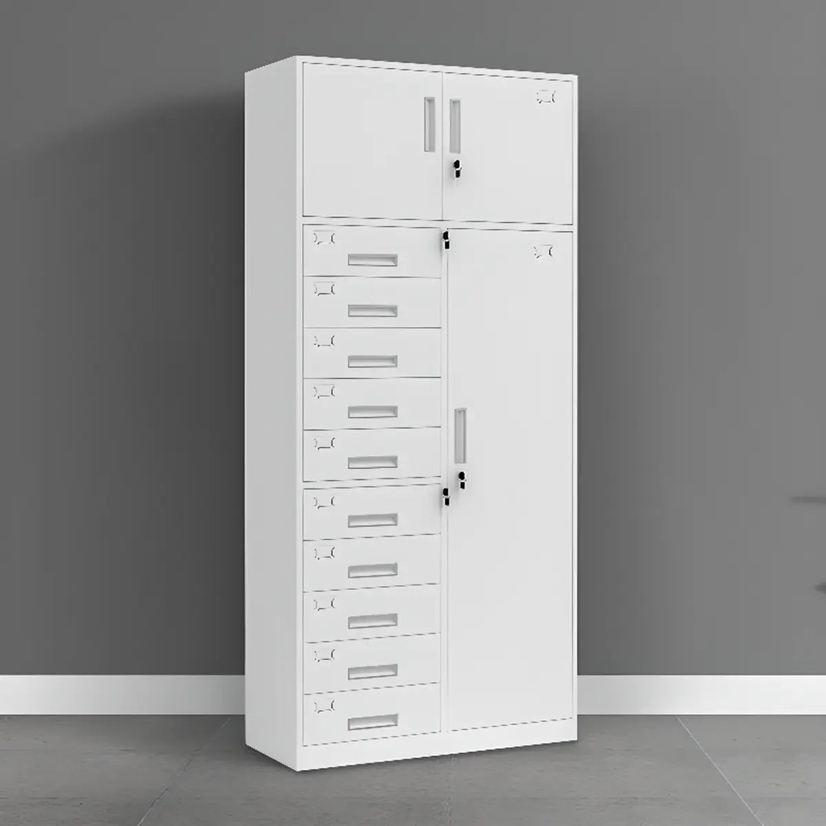 White Lockable Steel Drawers Large Filing Cabinets Image - 13