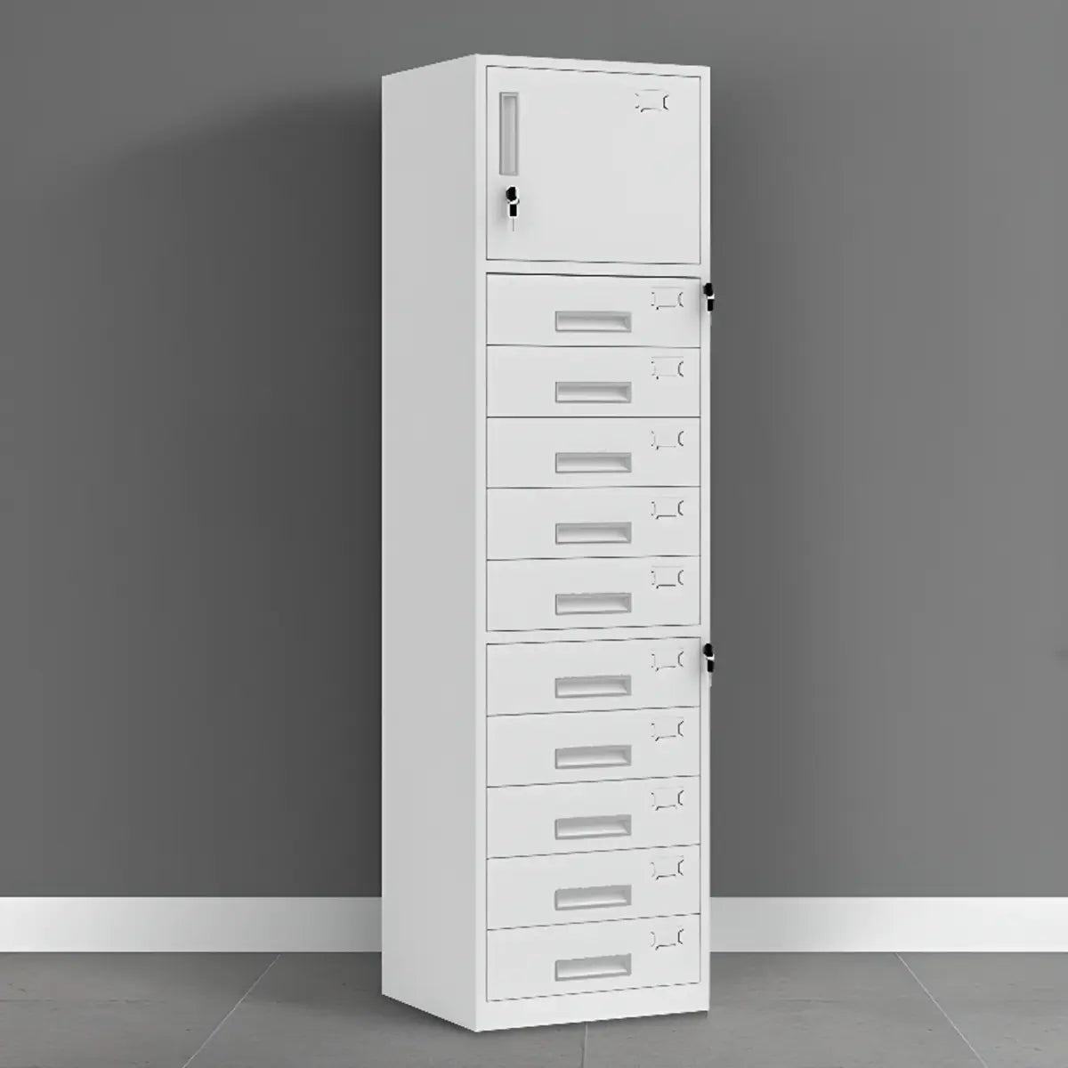 White Lockable Steel Drawers Large Filing Cabinets Image - 20