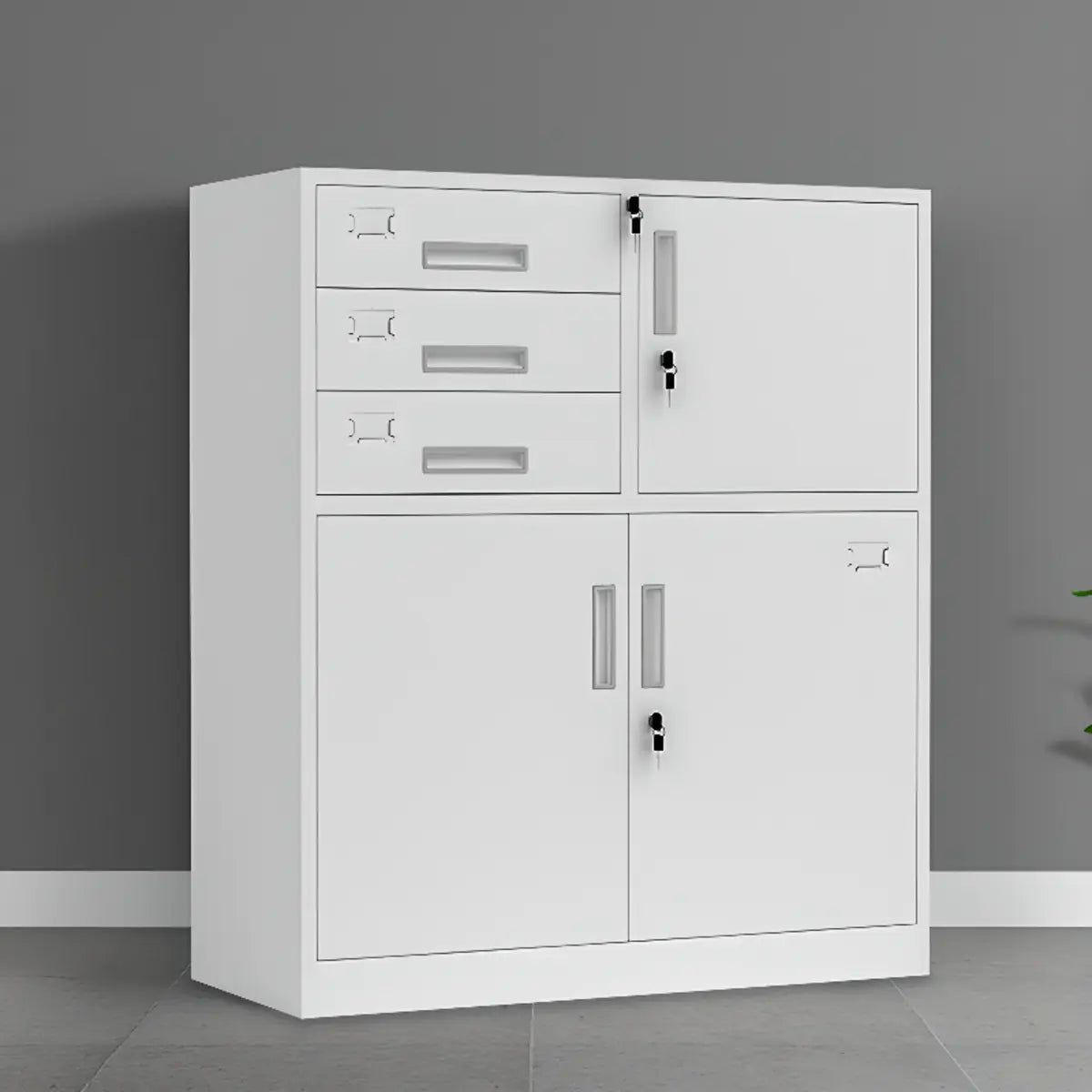 White Lockable Steel Drawers Large Filing Cabinets Image - 22