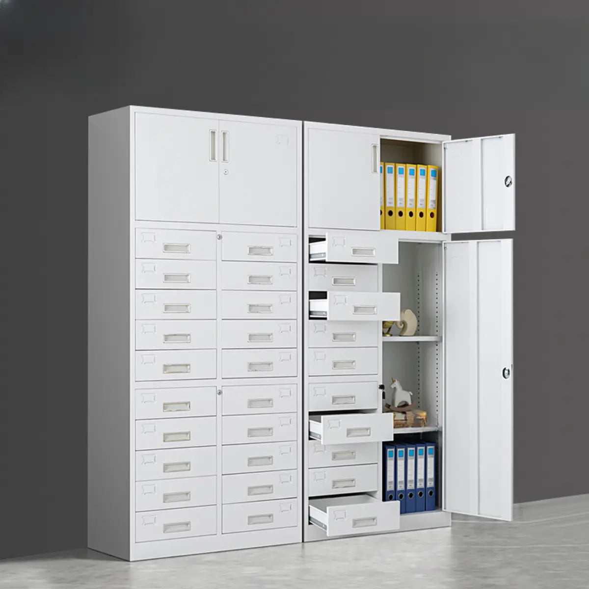 White Lockable Steel Drawers Large Filing Cabinets Image - 5