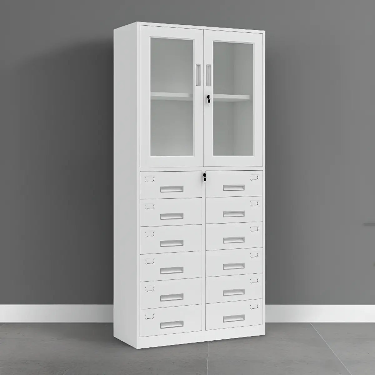 White Lockable Steel Drawers Large Filing Cabinets Image - 7