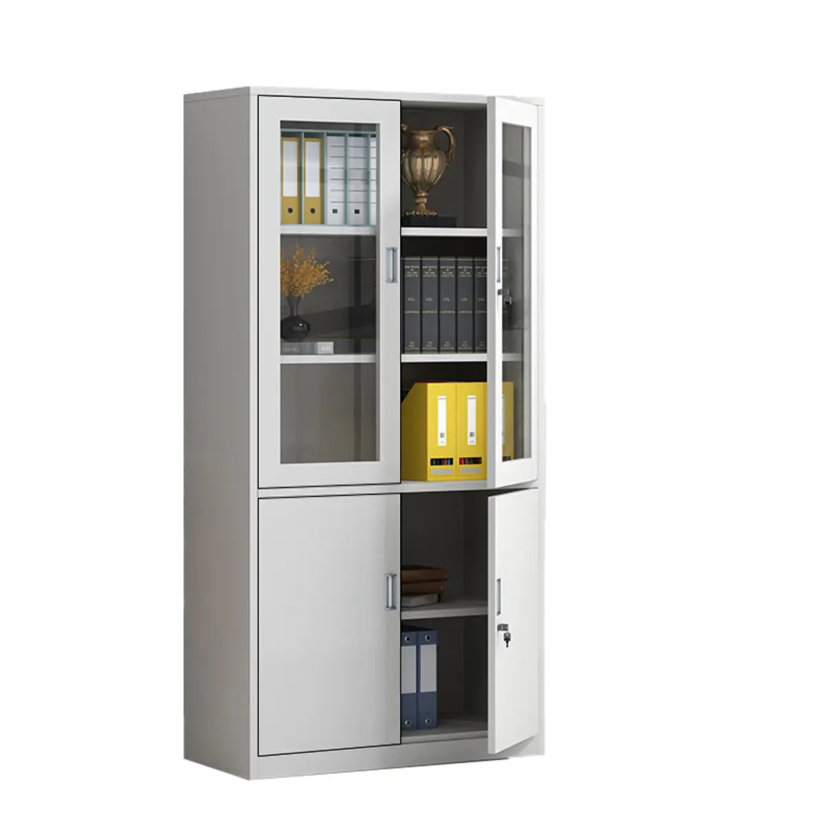 White Lockable Vertical Steel Large Safe Filing Cabinet Image - 11