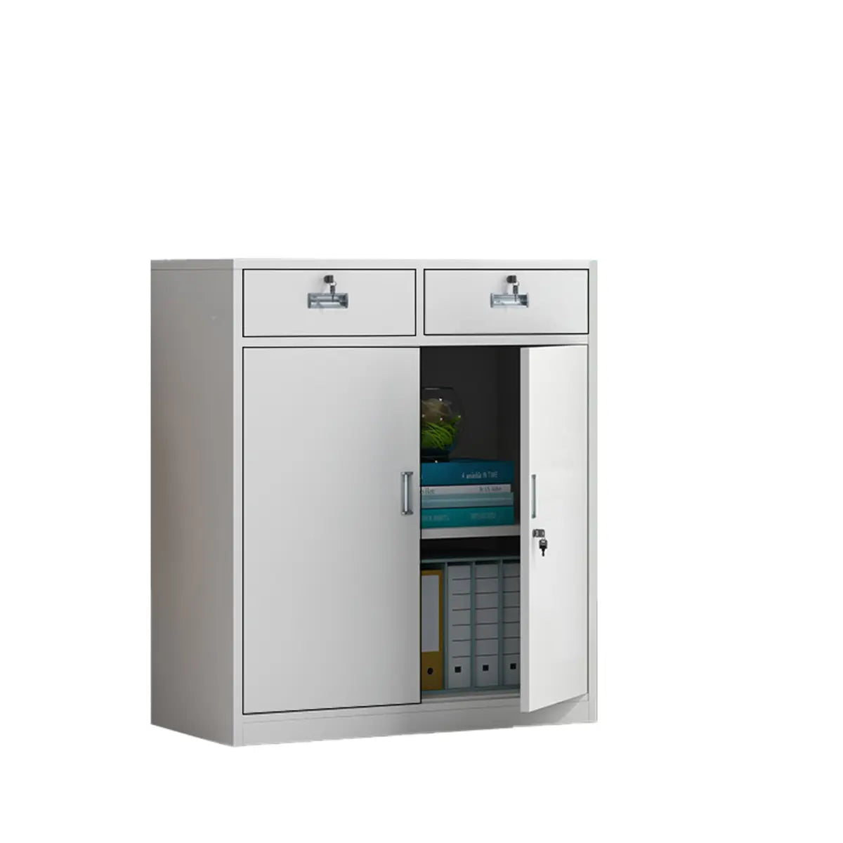 White Lockable Vertical Steel Large Safe Filing Cabinet Image - 13