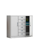 White Lockable Vertical Steel Large Safe Filing Cabinet Image - 18