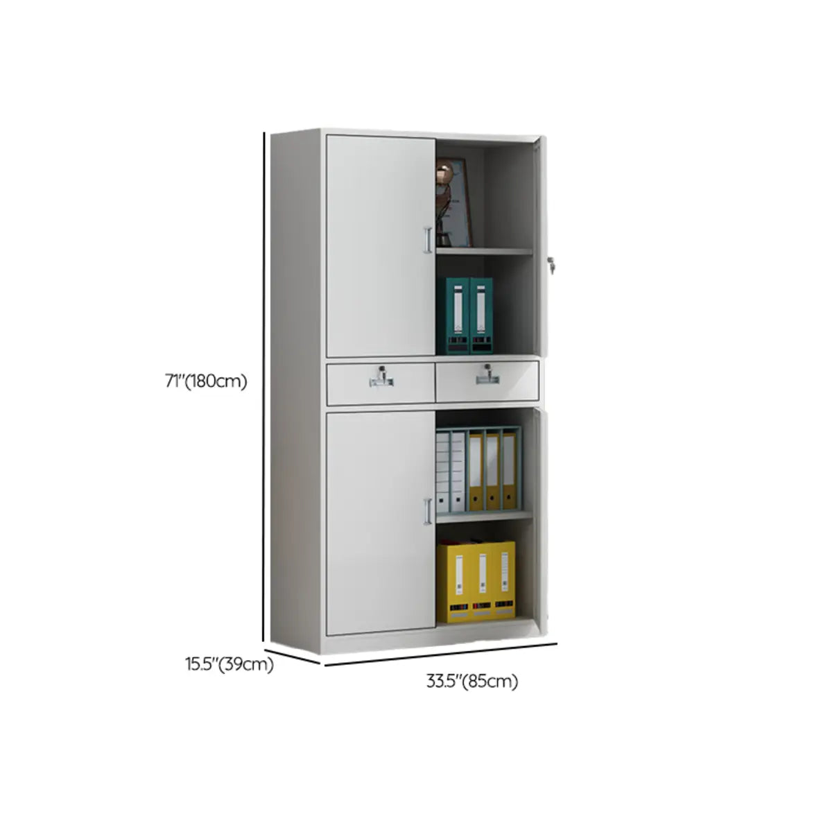 White Lockable Vertical Steel Large Safe Filing Cabinet Image - 25