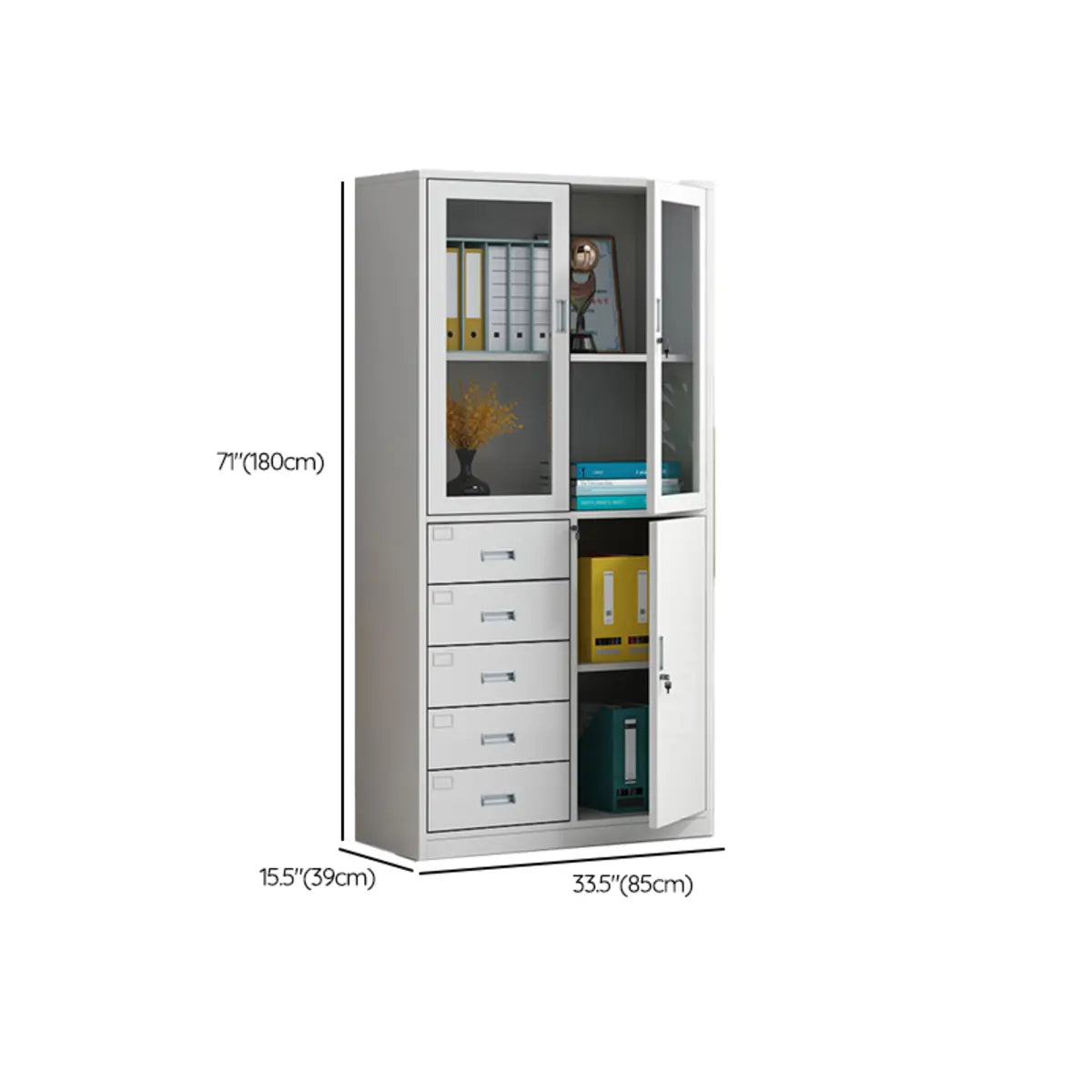 White Lockable Vertical Steel Large Safe Filing Cabinet Image - 29