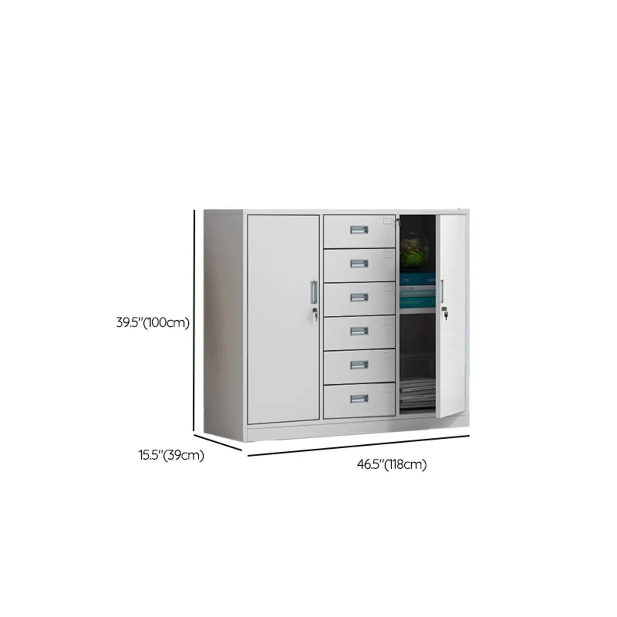 White Lockable Vertical Steel Large Safe Filing Cabinet Image - 31