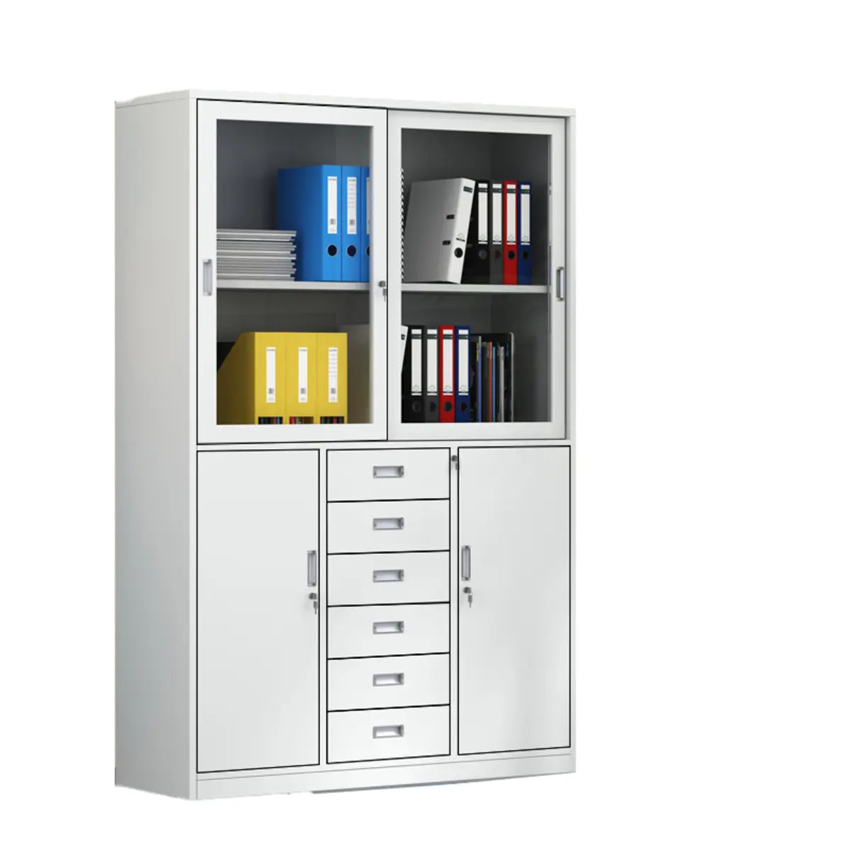 White Lockable Vertical Steel Large Safe Filing Cabinet Image - 7