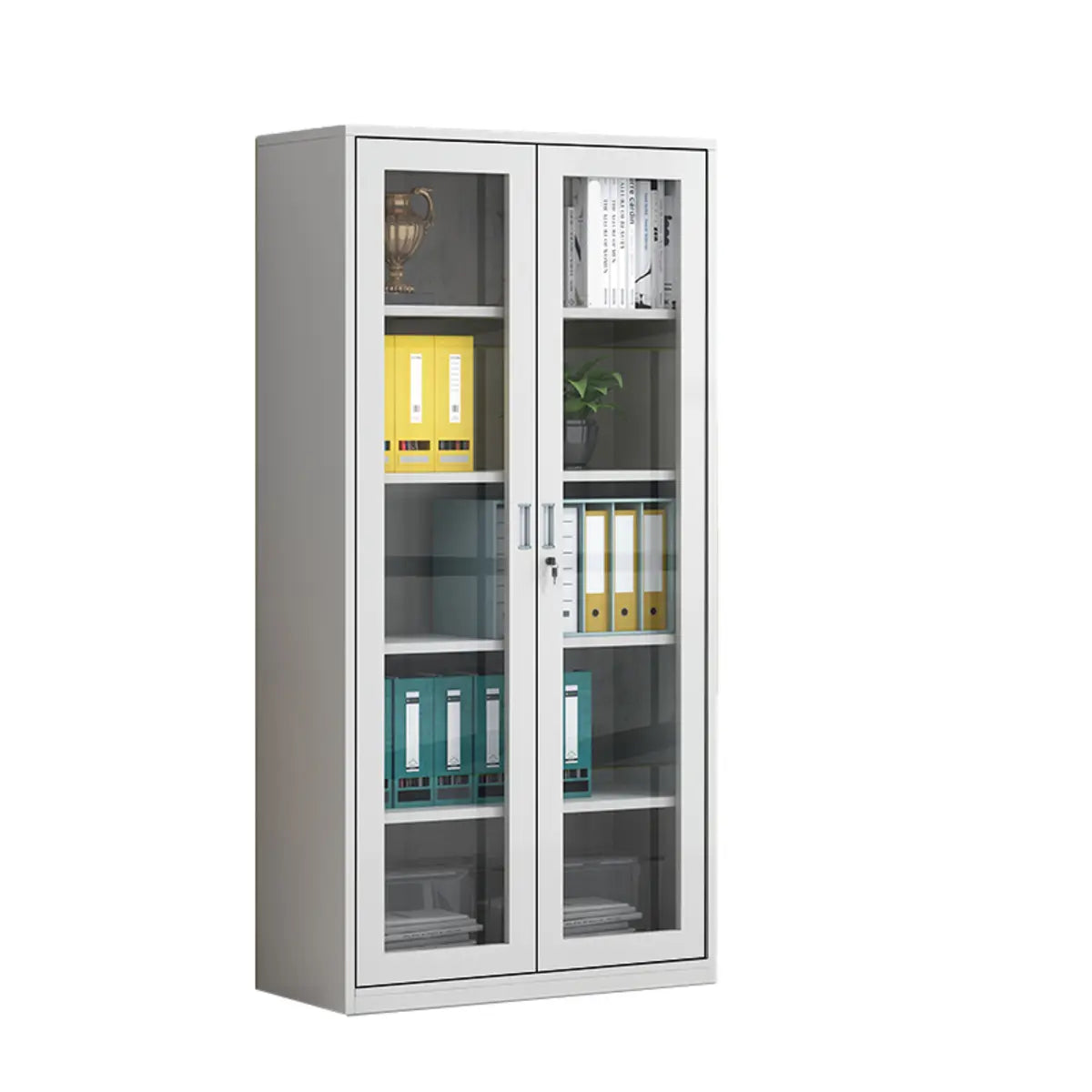 White Lockable Vertical Steel Large Safe Filing Cabinet Image - 9