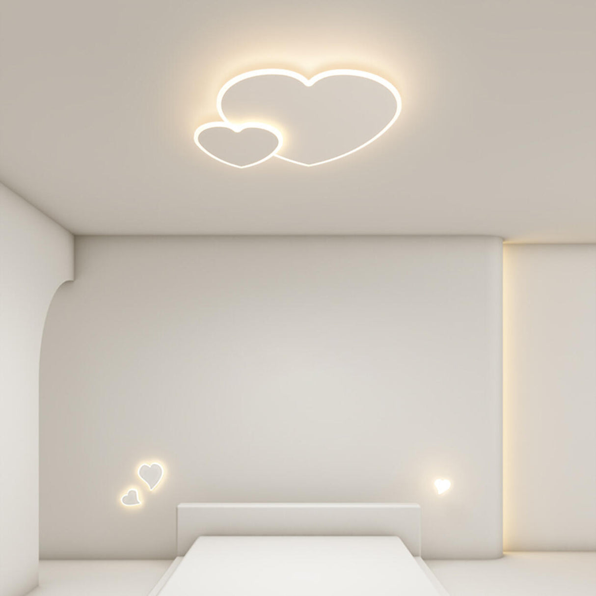 White Loving Heart LED Flush Mount Ceiling Lamp 2-Light Image - 4