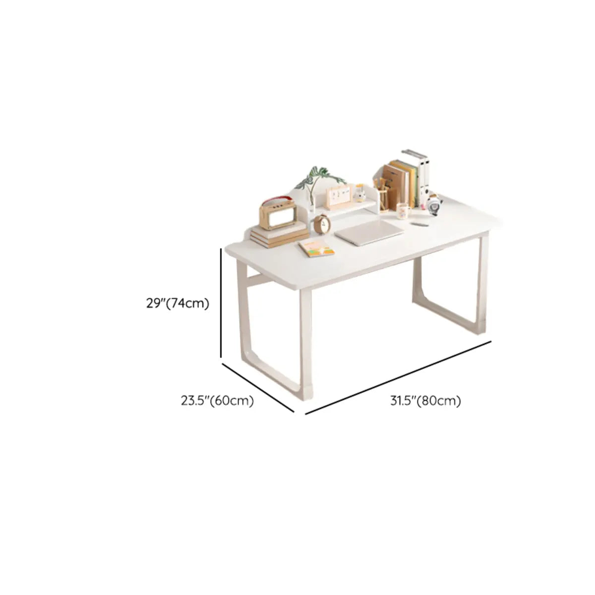 White Manufactured Wood Drawers Sled Computer Desk 