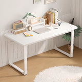 White Manufactured Wood Drawers Sled Computer Desk Image - 2