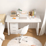 White Manufactured Wood Drawers Sled Computer Desk Image - 3