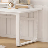 White Manufactured Wood Drawers Sled Computer Desk Image - 7