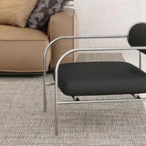 White Metal Arm Fixed Back Silver Legs Arm Chair Image - 8