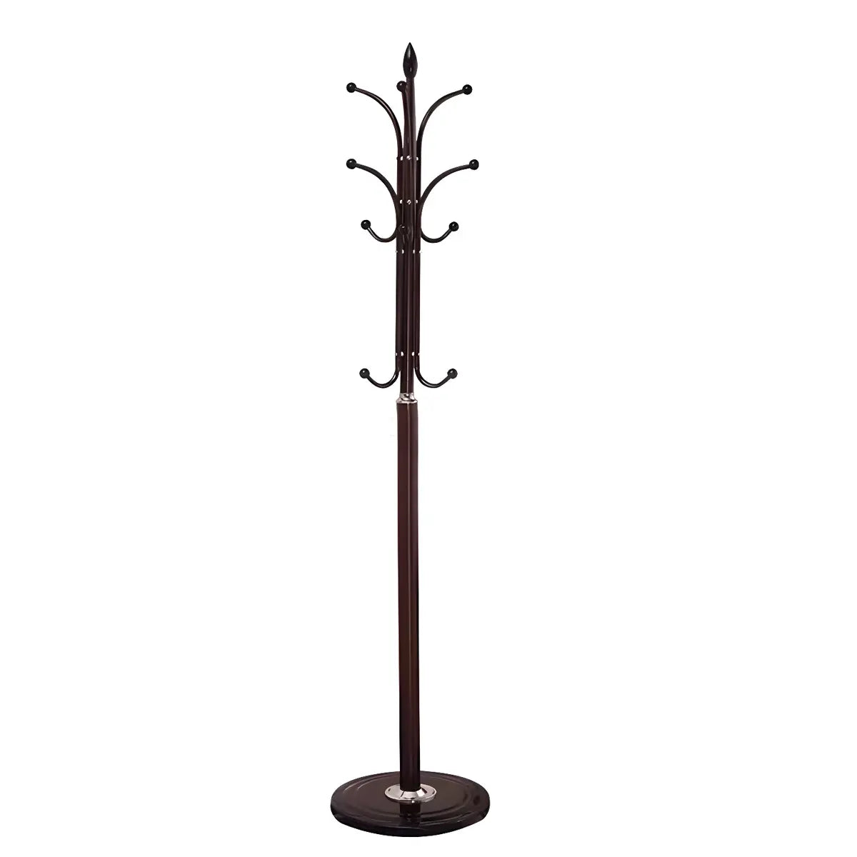 White Metal Freestanding Hooks Round Base Tree Coat Rack Image - 5