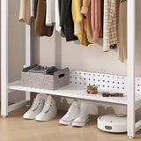 White Metal Freestanding Shelves Organizer Coat Rack Image - 10